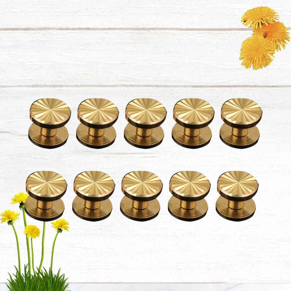 

10pcs Solid Brass Sunflower Screws Flat Belt Harness Nail Rivets Craft Diy Tool Book Luggage Decoration
