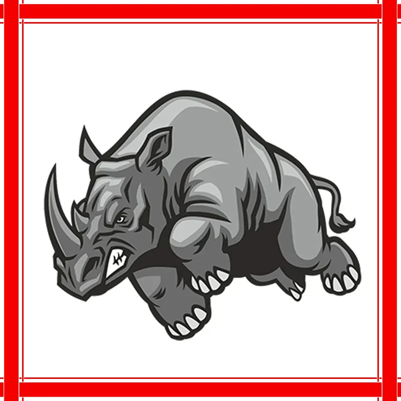 Car Stickers Decor Motorcycle Decals Angry Rhino Vinyl Decorative Accessories Waterproof and Sunscreen Vinyl Decal 15CM PVC KK