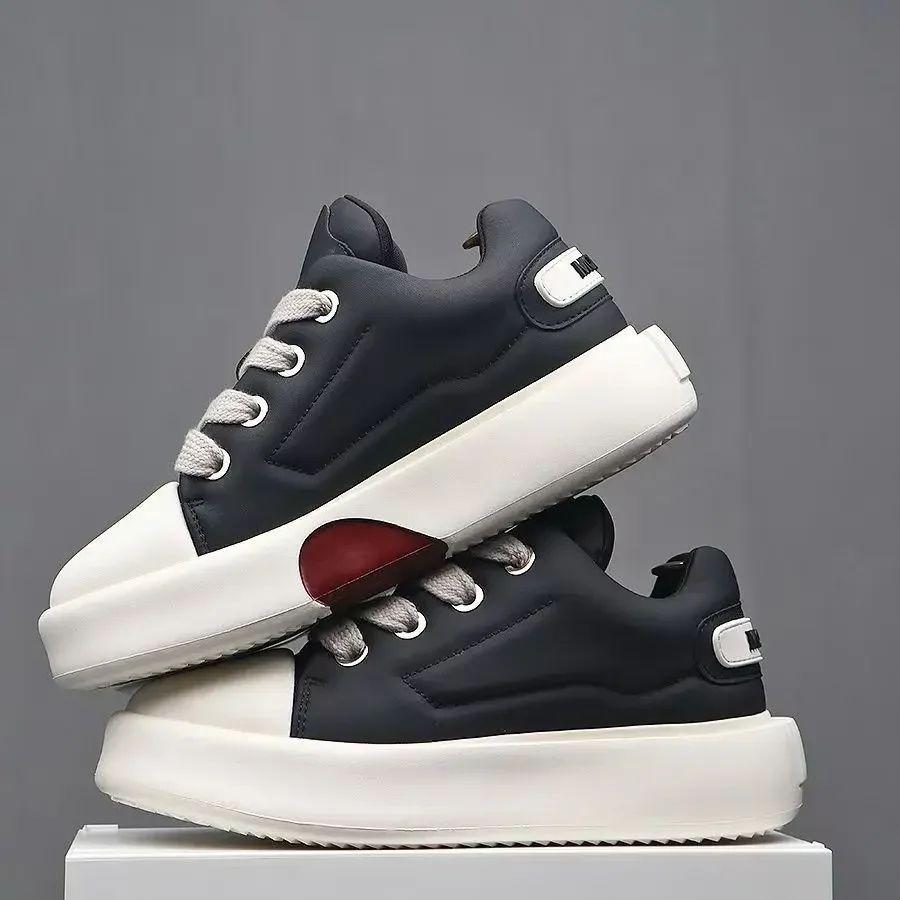 Sneakers Casual Mens Designer White Board Shoes Fashion Microfiber Leather Breathable Height Increased Flat Platform Sport Shoes