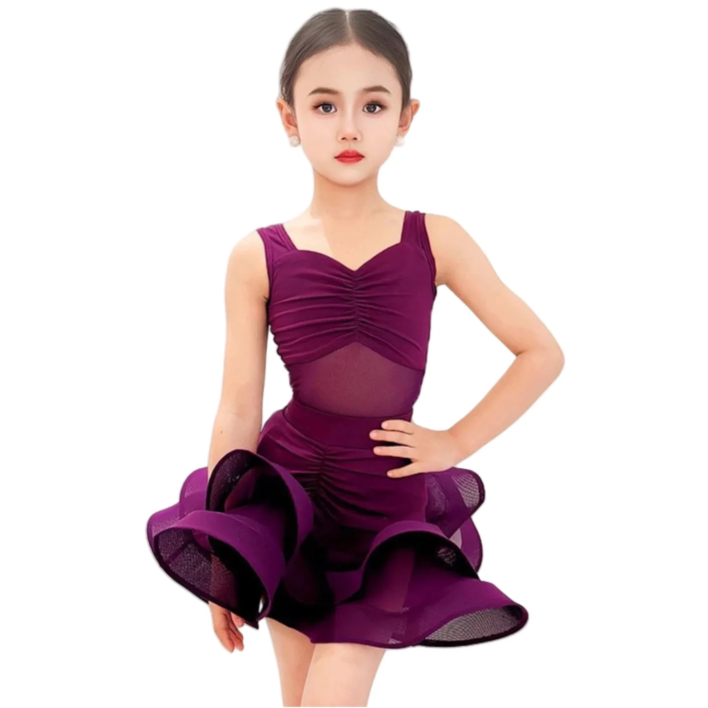 어린이 전문 라틴 댄스 드레스 소녀 탱고 살사 삼바 볼룸 댄스 공연 무대 의상