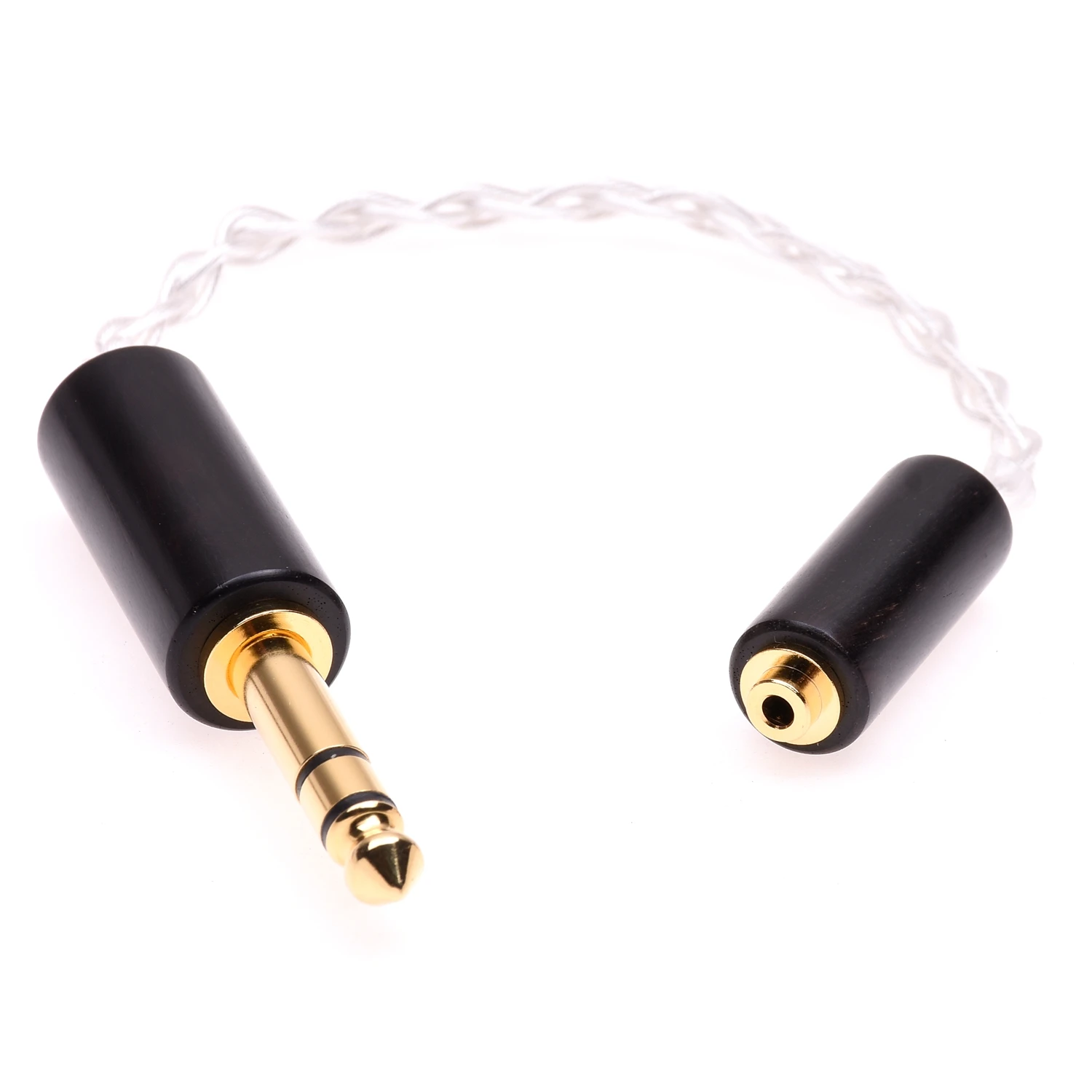 Adaptador de Audio para auriculares, accesorio de madera de 10cm, 1/4, 6,35mm, macho a 2,5mm, TRRS equilibrado, 4 núcleos, 6N, OCC, chapado en plata de cristal