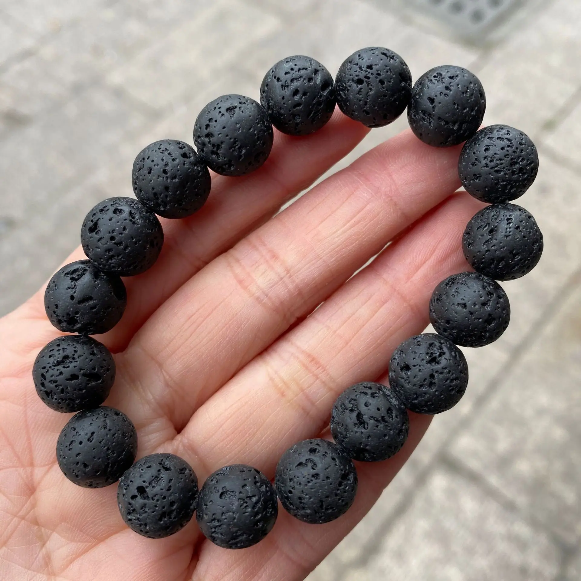 6/8/10/12MM Beads Stretch Bracelet for Women Men Natural Volcanic Lava Stone Charm Bracelets Jewelry Energy Yoga Pulsera Hombre