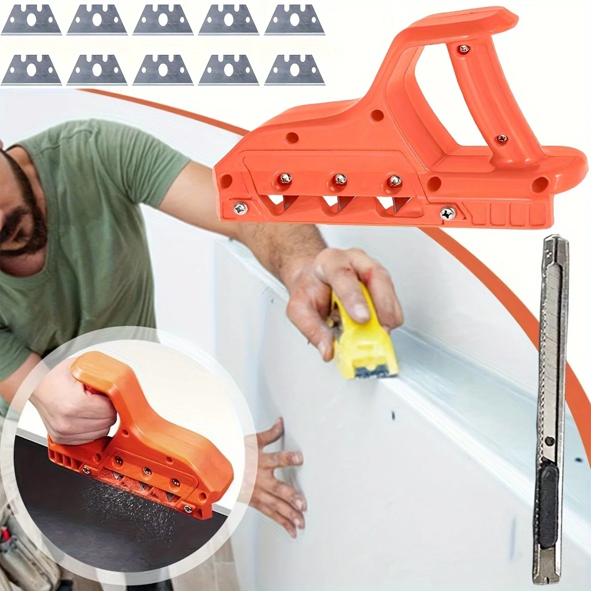 Precise 45°/60° Gypsum Board Chamferer,Plasterboard Fast Cutter Blade 10pcs Plastic Plasterboard Edger Drywall Edge Hand Cutting