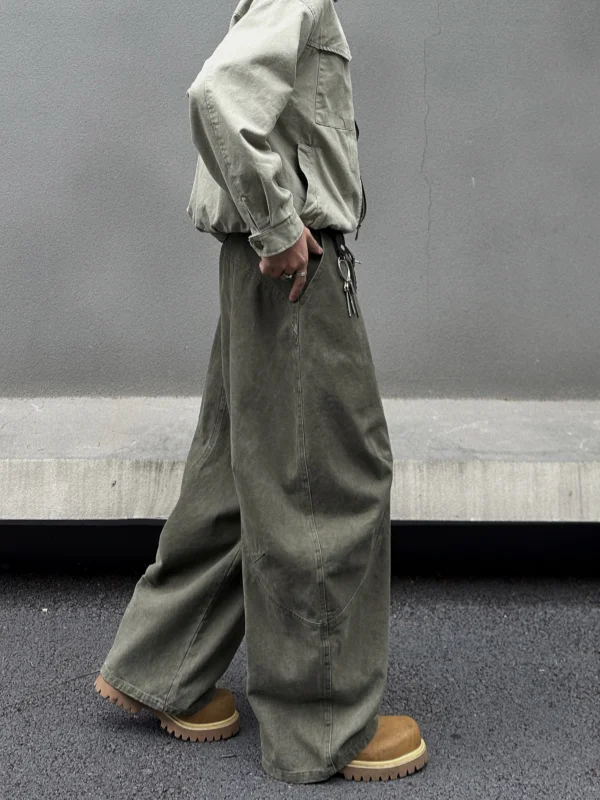 

American High Street Loose Wide Leg Jeans Men Women Vintage Deconstructed Casual Workwear Long Trousers Trendy Straight Leg