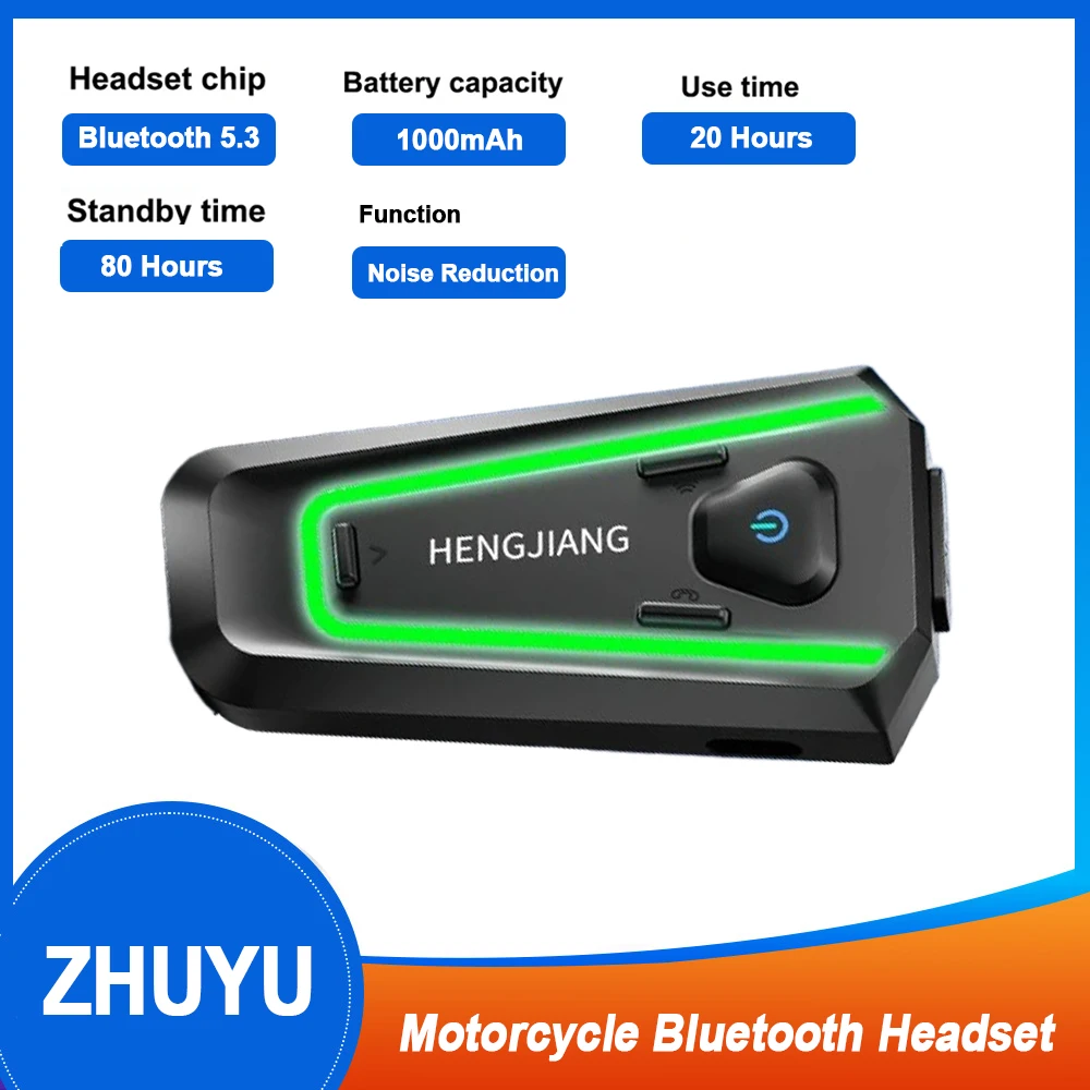 Motorcycle Helmet Headset Stereo Voice Control Bluetooth Hands Free Call IPX7 Waterproof 1000mAh With Ambient Light