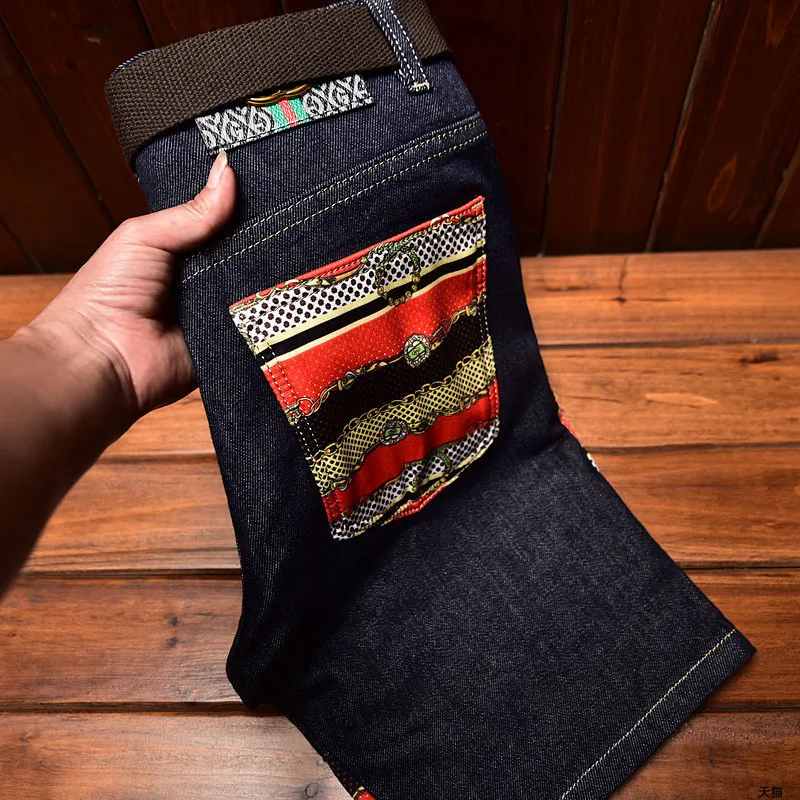 2024NEW High-End Summer Thin Denim Shorts Men's Slim Fit Stretch Fashion Printing Stylish  Personality Street Pirate Shorts