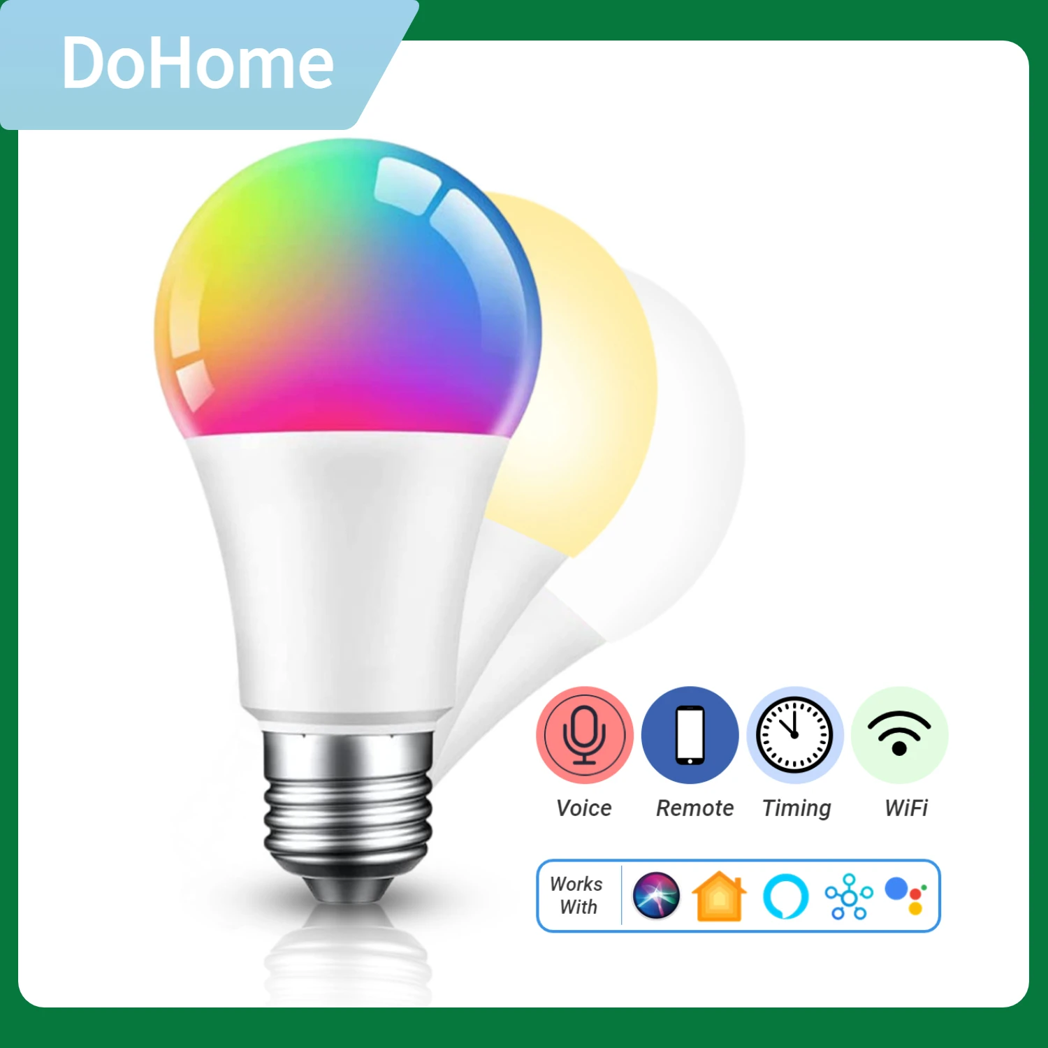 Apple Homekit siri WifiスマートLED電球rgbbcwマルチカラー調光可能ライト電球e27 a60 9w 2700k-6500k、alexa & smartthingsで動作