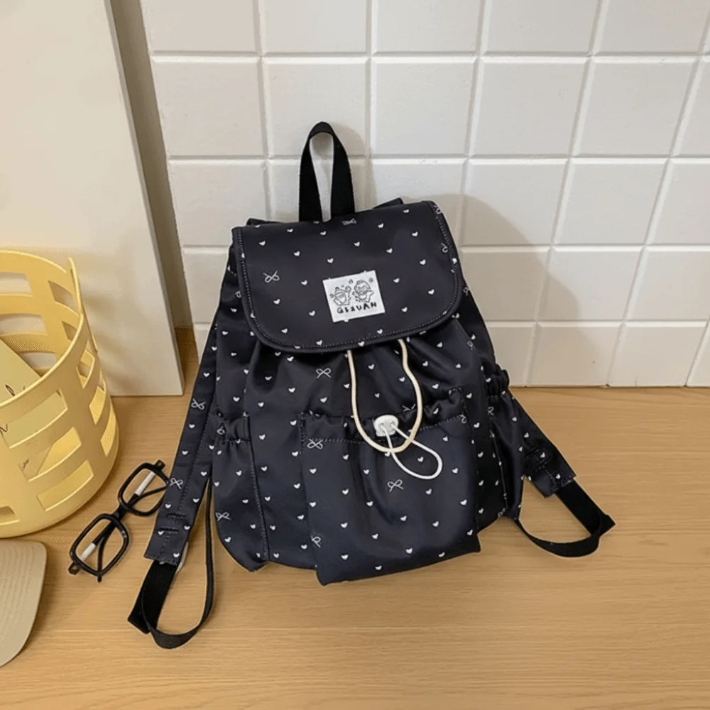 Lightweight Drawstring Backpack College Style Korean Style Nylon Backpack Large Capacity Cloth Students School Bag for Gift