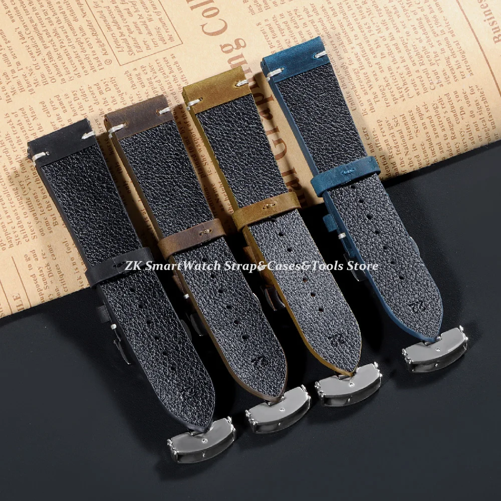 Retro Leather Watch Strap 18mm 20mm 22mm 24mm Watch Band Waterproof Watchdives Bracelet for Men Watch Accessories Wristband Belt