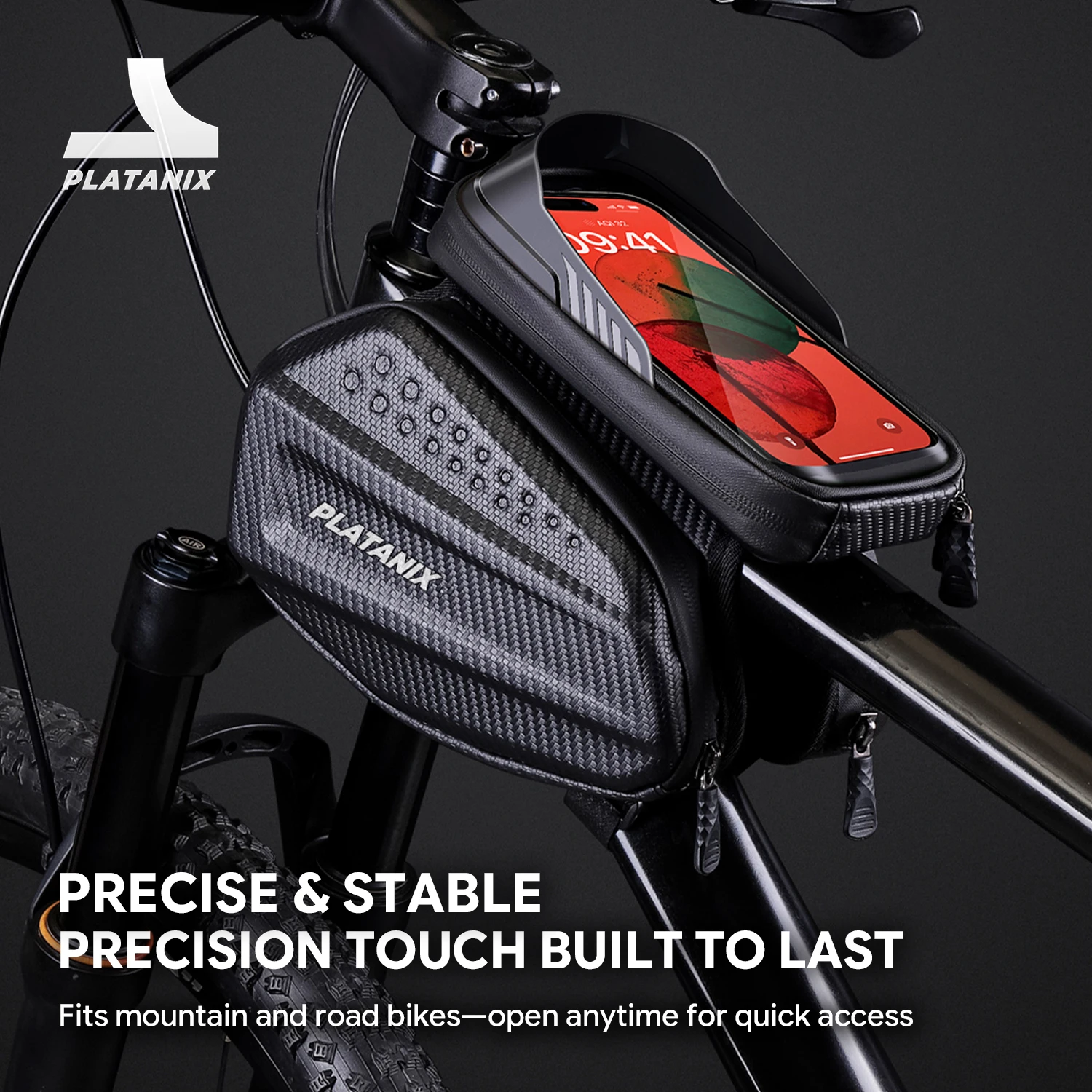 

PLATANIX 2-in-1 Bicycle Top Tube Bag EVA Hard Shell Bike Frame Bag Detachable Phone Pouch Touch Screen Waterproof Cycling Bag