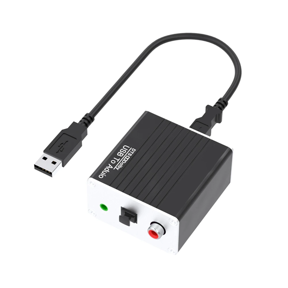 

USB to Audio Converter PC Sound Card for to 3.5mm Speaker AUX Converter Fiber Coaxial DTS 5.1 Source Code