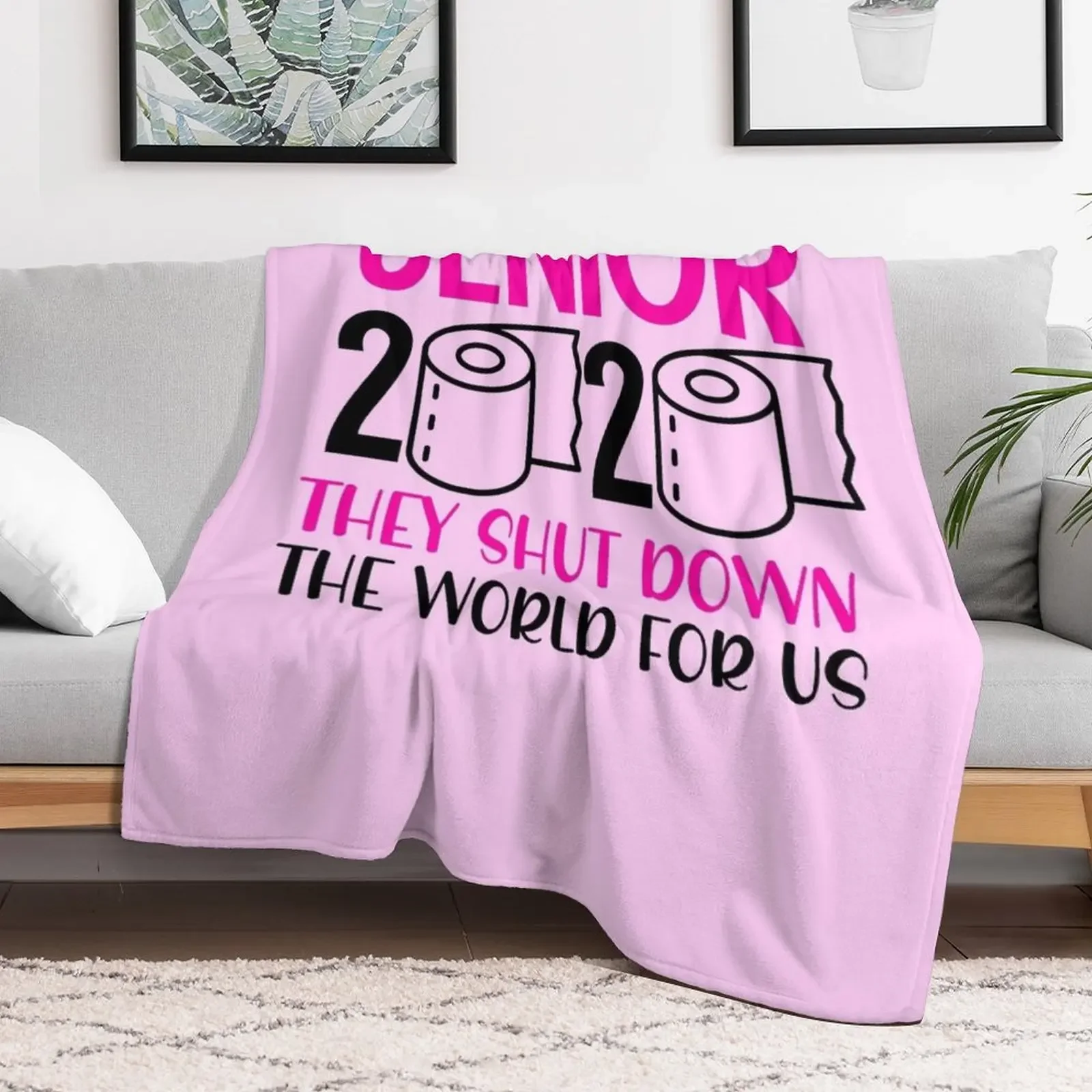 funny senior year class of 2020 quarantine toilet paper high school graduation Throw Blanket Soft Plaid Quilt Blankets