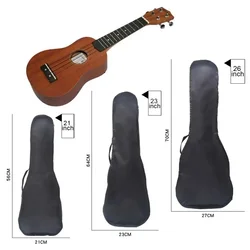 POTEA  21/23/26 Inch Black Ukulele Waterproof Guitar Cover Gig Bag Soft Case Bag Single Shoulder Backpack With Adjustable Strap