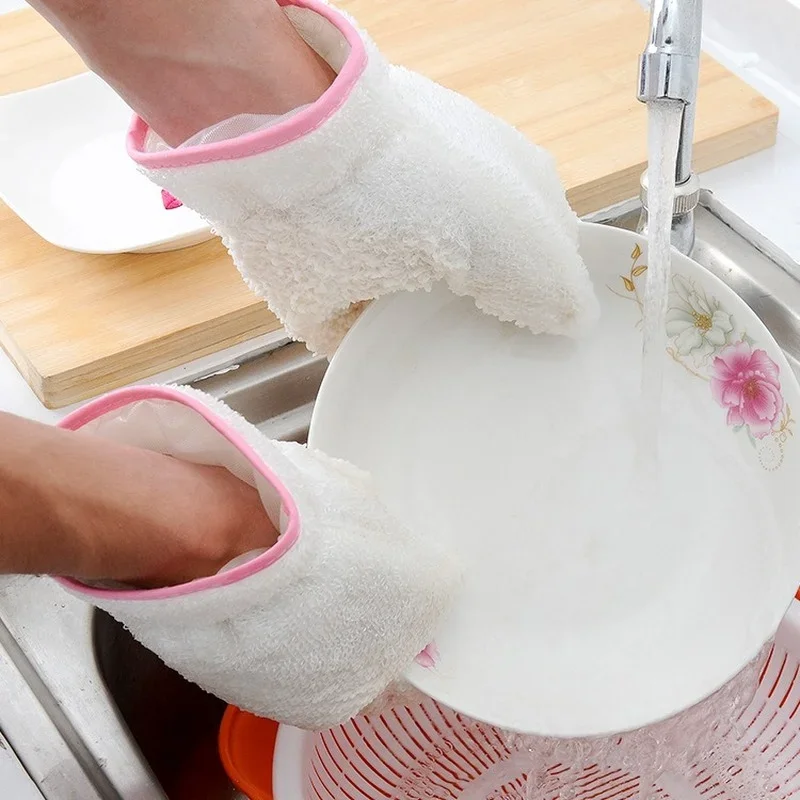 Guanti per lavastoviglie con spazzola magica multifunzionale guanti impermeabili in Silicone per la pulizia dei lavori domestici della cucina in