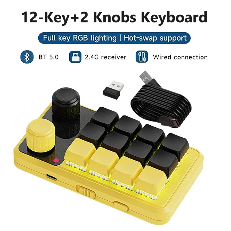 Programming Macro Custom Knob Keyboard RGB 12 Keys Copy Paste Mini Button Photoshop Gaming Keypad Mechanical Hotswap Macropad