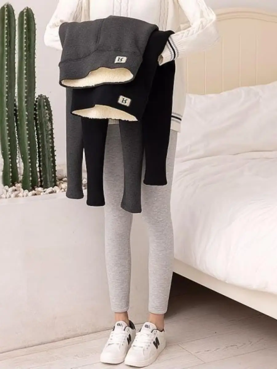 اضافية Thi Fce اصطف عالية الخصر الخريف الشتاء المرأة طماق ملابس خارجية سراويل قطنية دافئة مريحة السراويل الطويلة