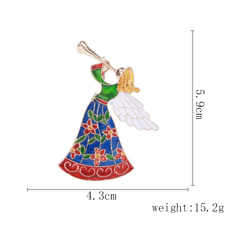 Blucome Christmas Brooch Horn Angel Corsage for Women Kids Sweater Hat Scarf Bag Hijab Pins Casual Jewelry New Year Gifts