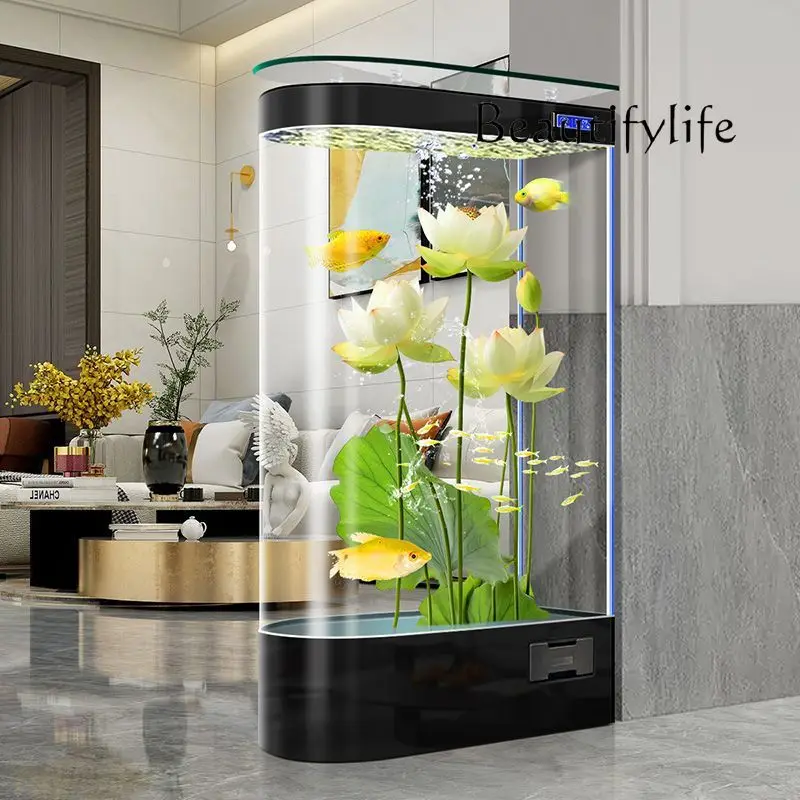 Nordic integrated glass fish tank living room household small vertical wall goldfish tank