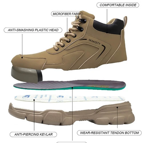 Imagen 2 del producto Botas protectoras de seguridad, zapatos de seguridad para el trabajo, botas de seguridad de invierno para hombre, zapatos de trabajo antipinchazos, botas de trabajo con punta de acero indestructibles