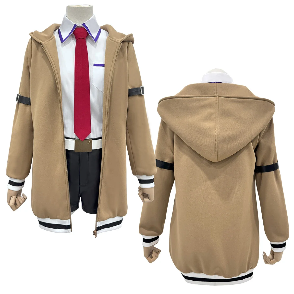 

Cosplay Steins Gate Anime Makise Kurisu Cosplay Costume Shirt Coat Shorts Tie Belt Arm Straps Daily Wear Cos Convention Gift