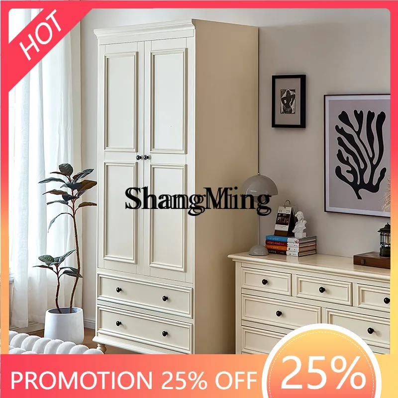 

CL wood small apartment two-door storage cabinet white modern simple home bedroom layered wardrobe