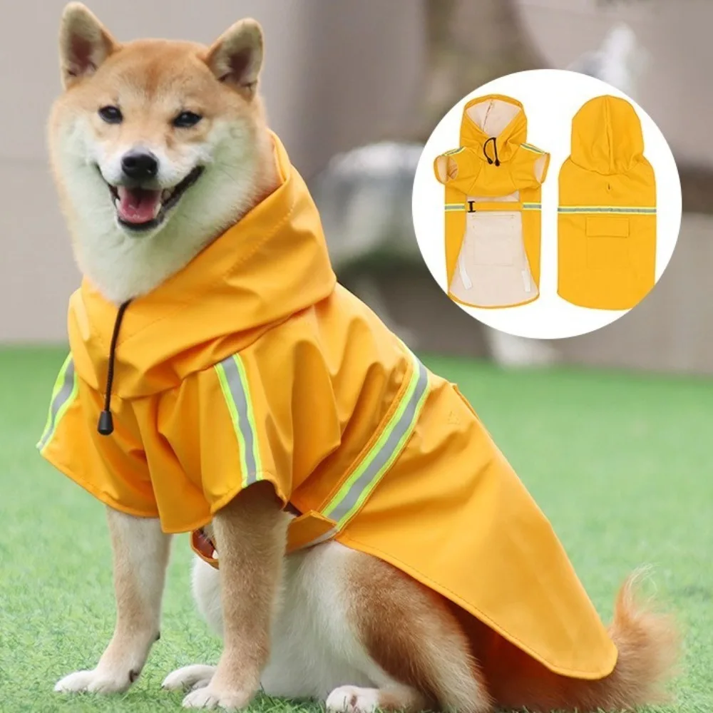 

Adjustable Pet Rain Jacket with Reflective Strip High-Visibility Rain Coat Breathable Waterproof Dog Rain Poncho Summer