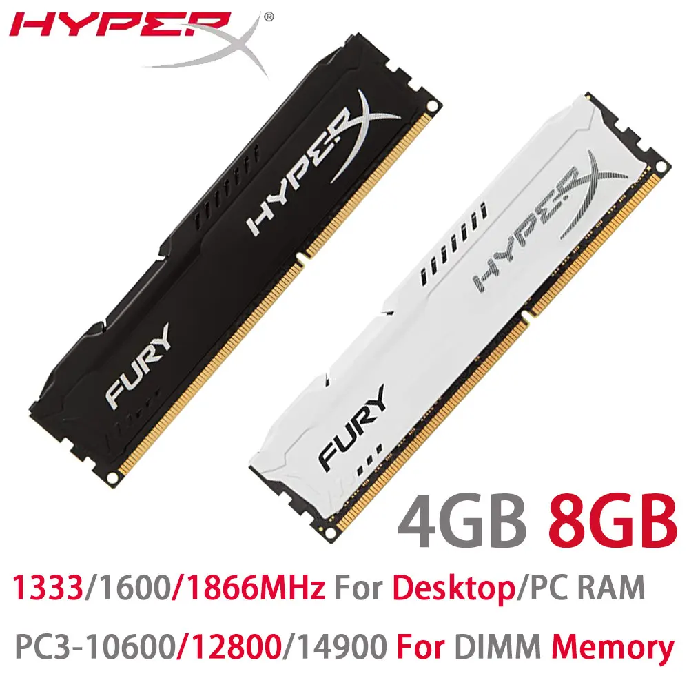 

HYPERX DDR3 Desktop RAM 8GB 4GB 1333 1600 1866MHz Memory DIMM 1.5V 240Pin PC3-12800 14900 10600 Non-ECC Dual Rank Channel PC RAM