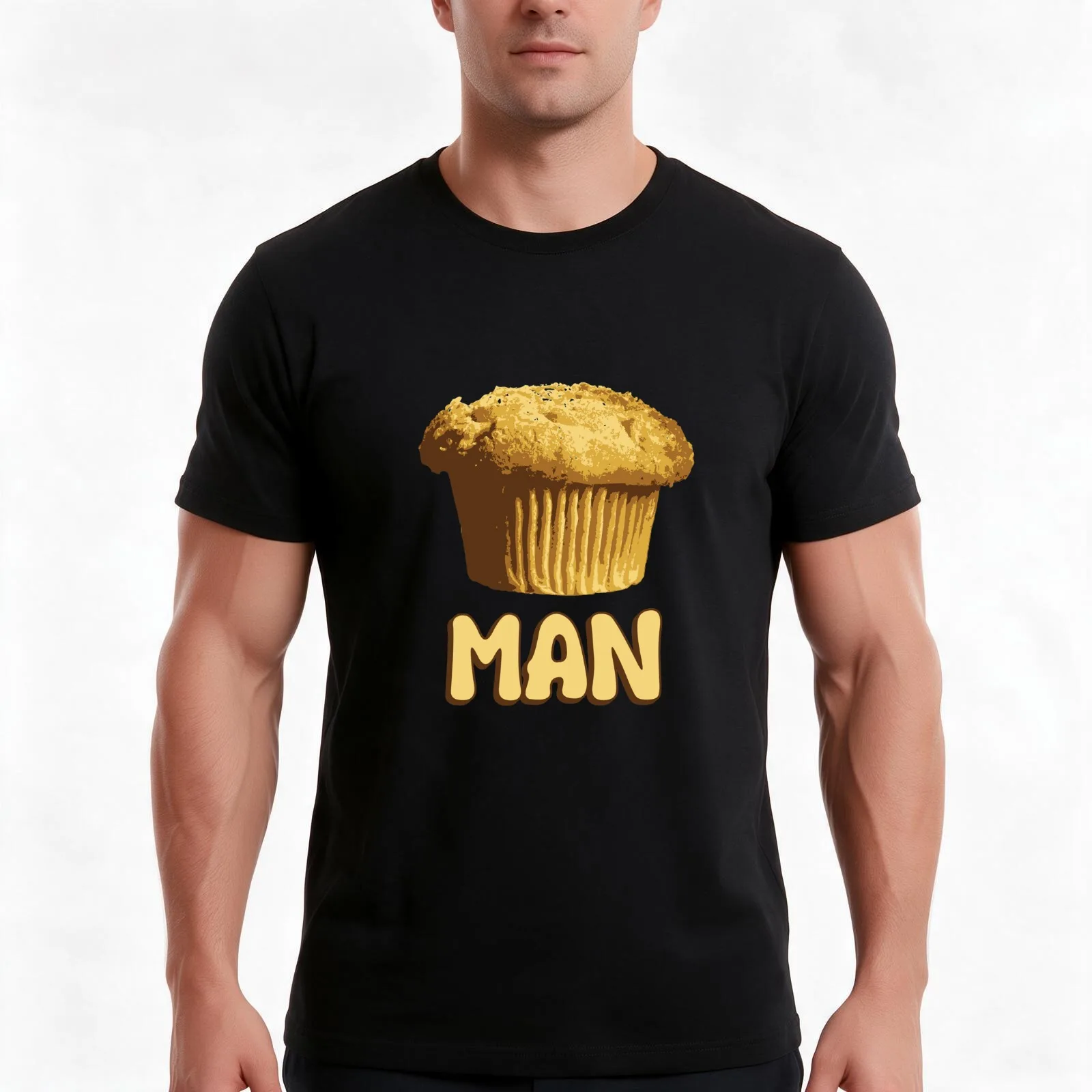 Muffin Man T-Shirt, Summer Casual Cotton Tee, Oversized Streetwear Tops, Vintage Graphic Print, Loose Fit Short Sleeve