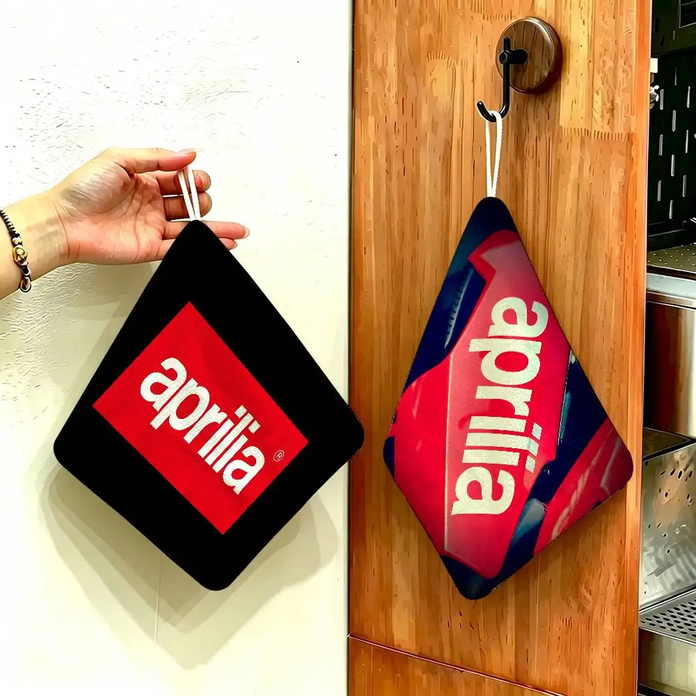 HD Aprilia Racing Motorcycle Logo Hanging Style Hand Wiping Towel, Polyester Cotton, Anti-fade for Indoor Kitchen Living Room