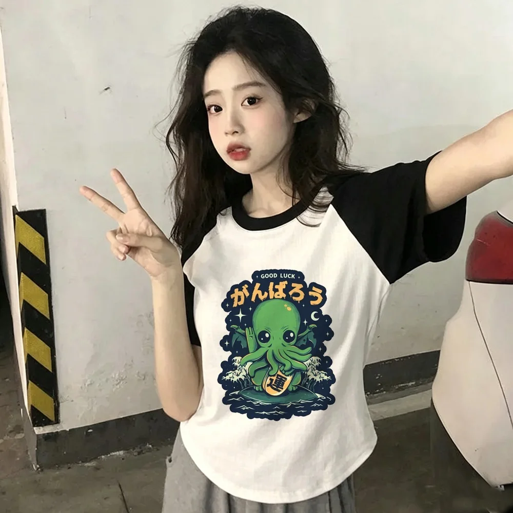 Cthulhu shirt female goth harajuku Psychedelic manga anime tshirt y2k japan cutecore Psychedelic baddie