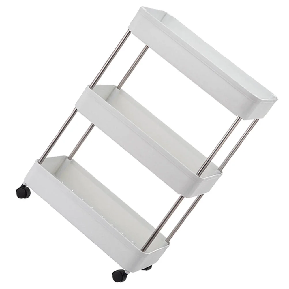 

Kitchen Rack Utility Cart Tower Shelf Storage PP Multifunction Bathroom Organizer White Rolling