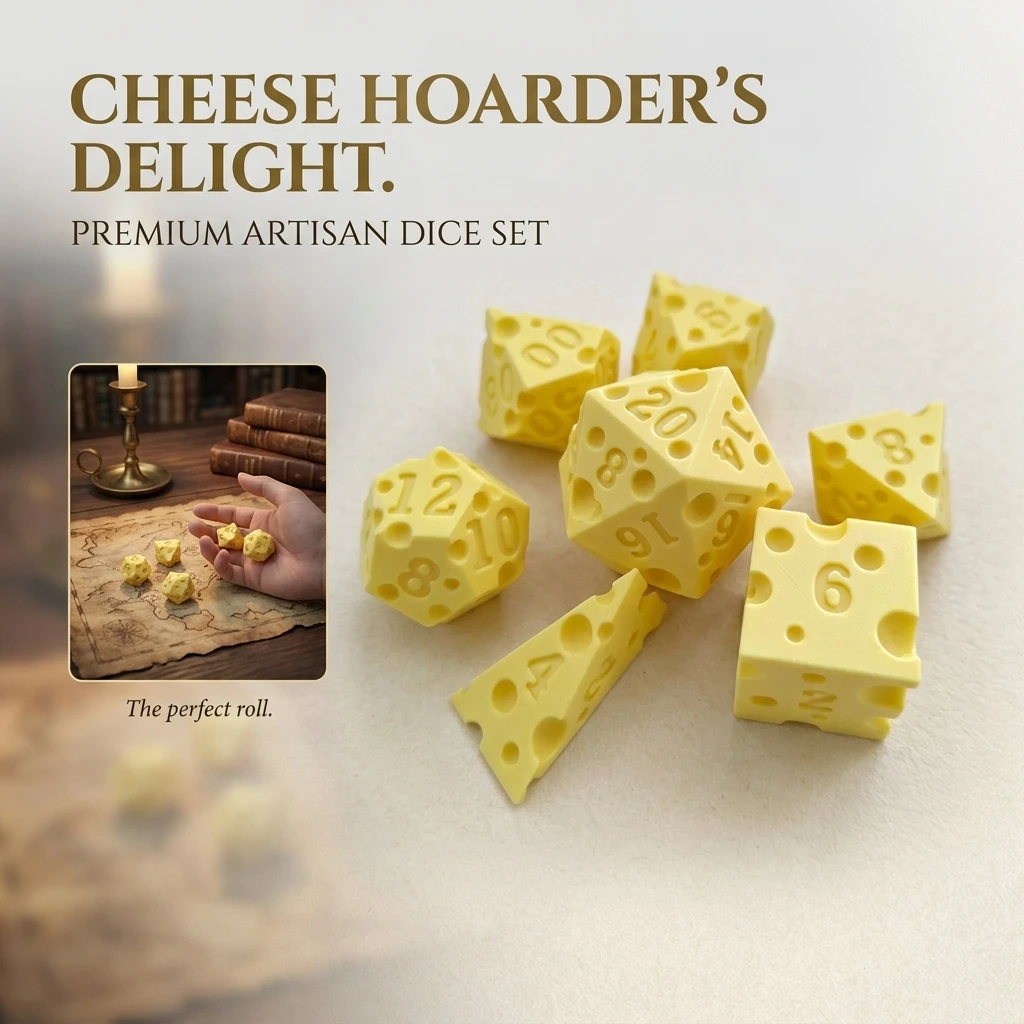 Cheese Shaped Dice Holder Box Multi-Sided D4 D20 Dice Kit for Table Games Decor Adult Party Board Game Supplies