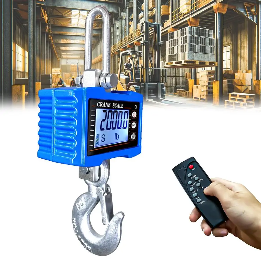 Hanging Scales Digital Weight, 2000LBS Crane Scale with Remote Control, High Precision Heavy Duty Industrial Scale with CE Certi
