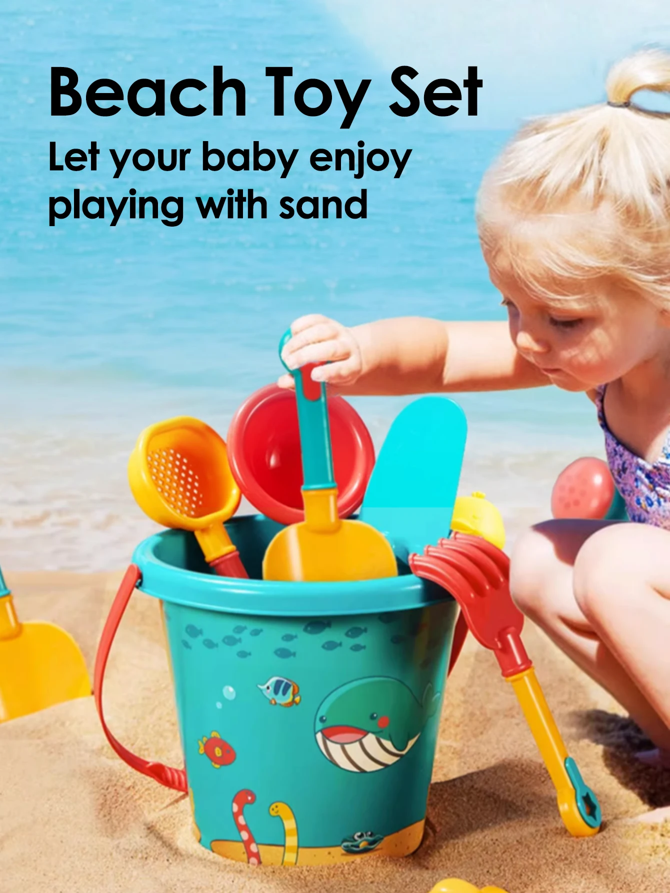 18PCS Summer Beach Set Toys For Kids Digging Sand Plastic Bucket Watering Bottle Shovels Children Beach Water Game Toys Tools