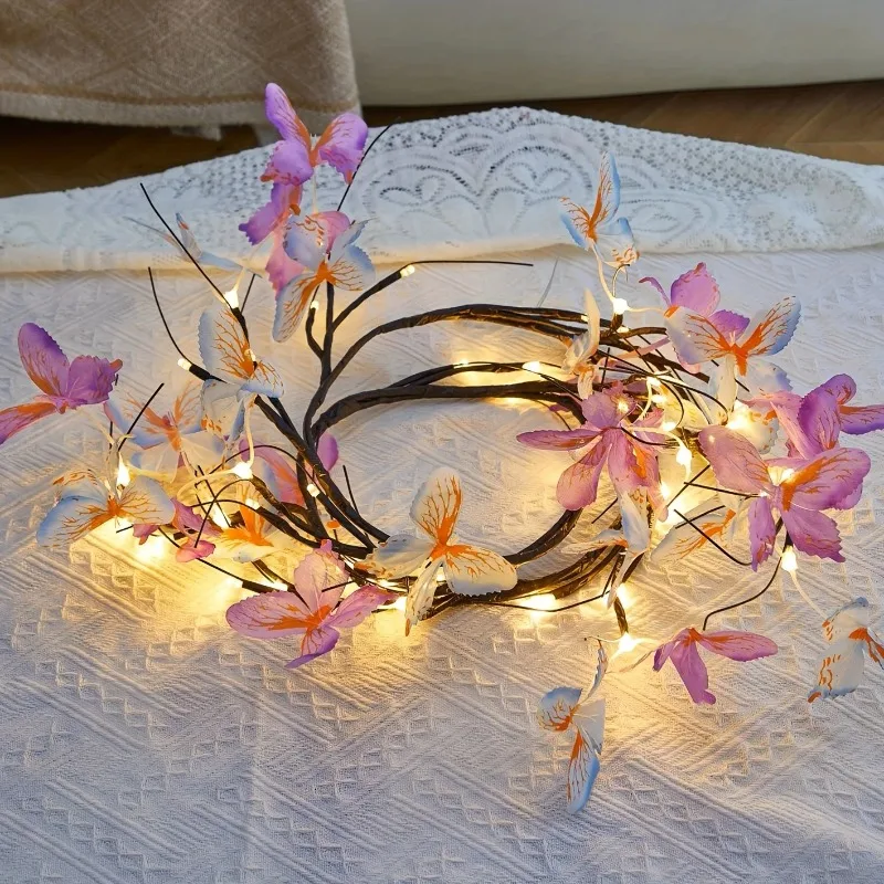 

LED Bendable Butterfly Flower Leaf Vine Light Indoor Decoration Wall Decoration Romantic Atmosphere Light Holiday Lighting