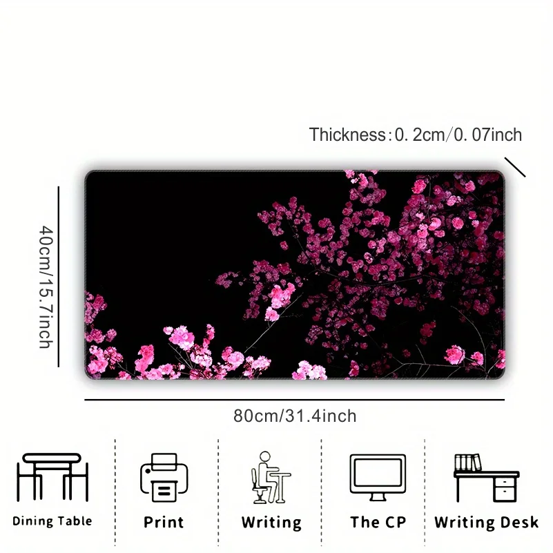 Pink Cherry Blossom Extra Large Desk Mat Non-Slip Gaming Mouse Pad Rubber Surface Office Home