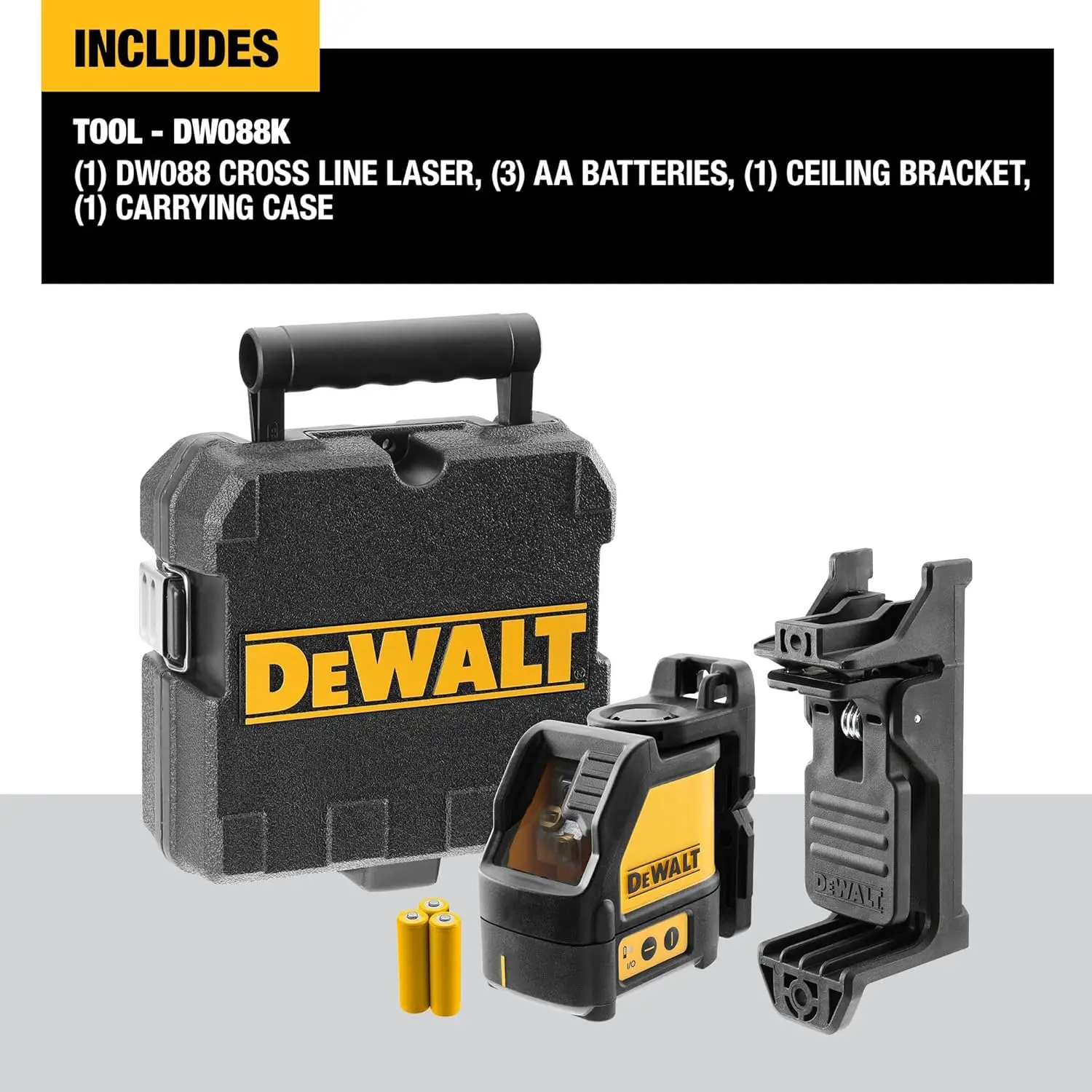 DEWALT Line Laser, Self-Leveling, Cross Line, Red Beam (DW088K)