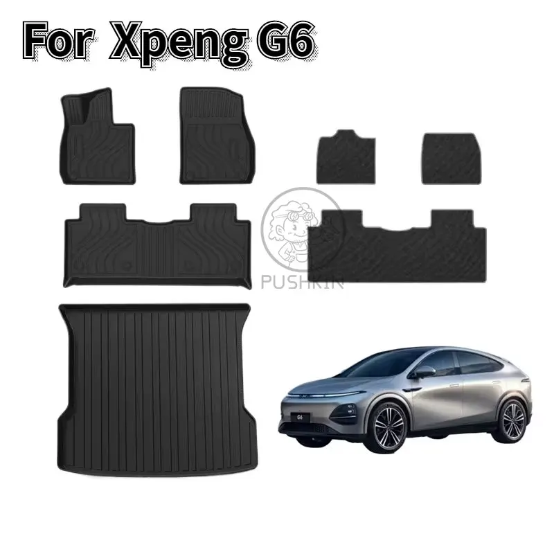 

For Xpeng G6 2023 2024 Floor Mats Trunk Mats All Weather Front Rear Cargo Liner Mat, Waterproof Anti-Slip Foot Pads Accessories