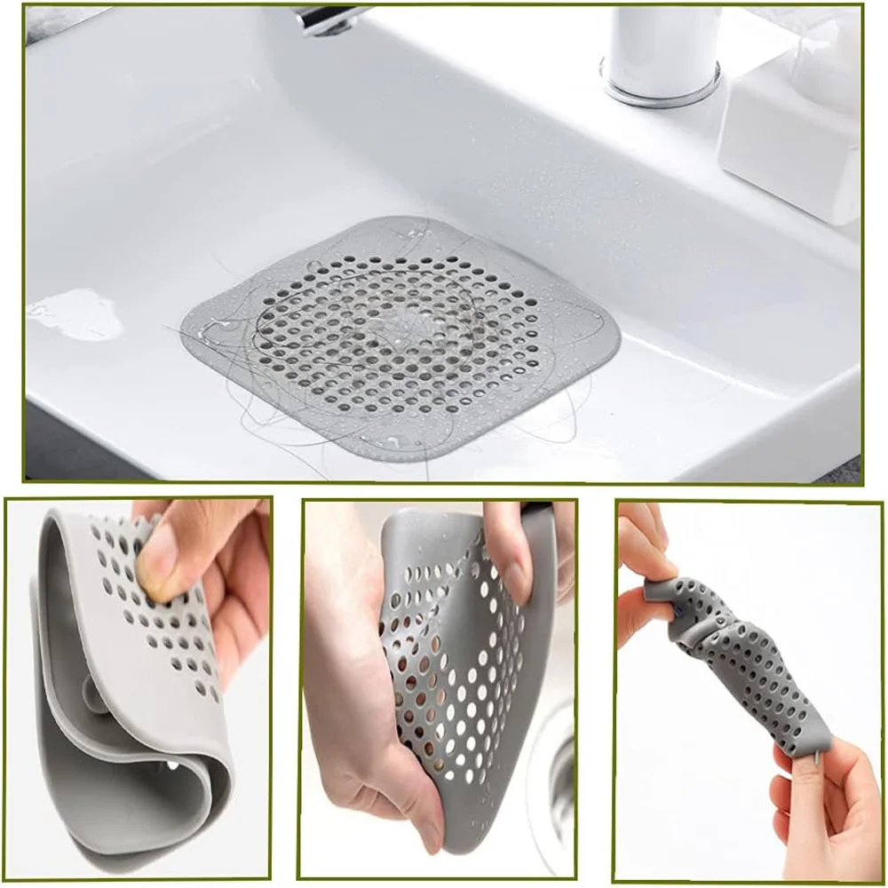 Silicone Drain Protector with Sucker, Sink Strainer Protector, Shower Drain Covers Hair Catcher, Strainer Plug Trap Filter