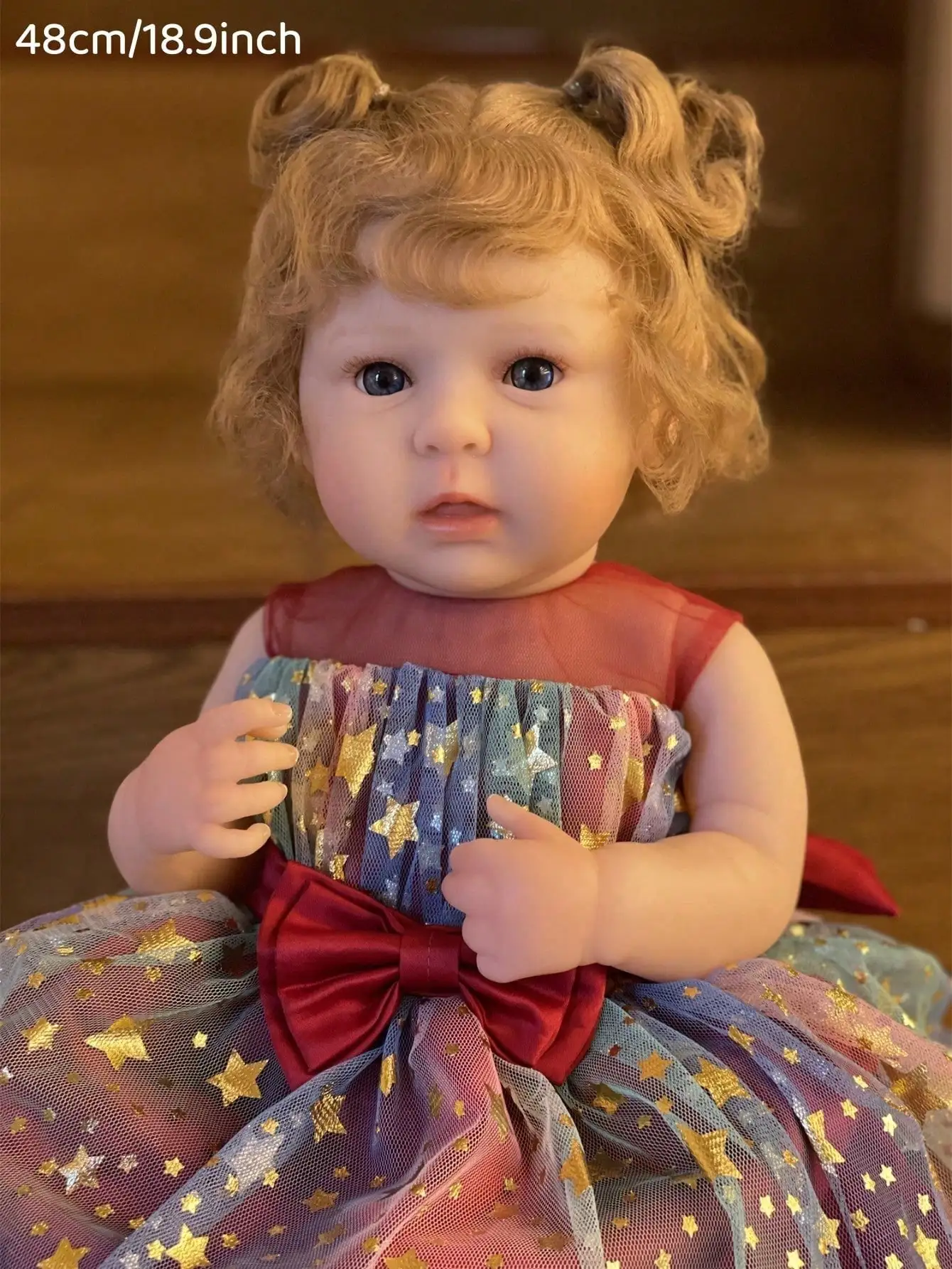 Saskia 18,9-inch knuffelbare herboren pop met geworteld haar - levensechte handgeschilderde replica voor pasgeboren meisje. Volledig vinyl lichaam meisje