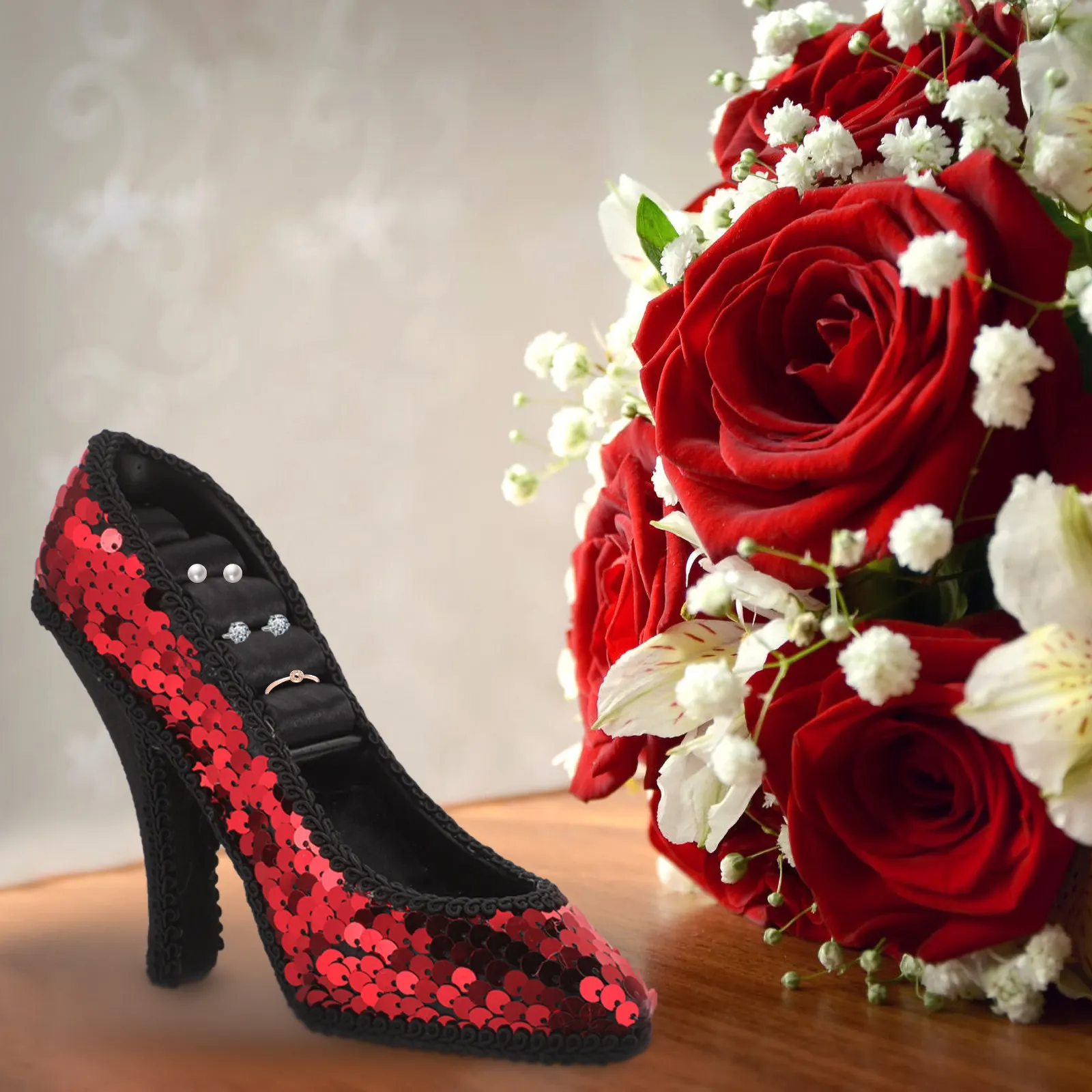 

Подставка для колец в форме туфель на высоком каблуке, держатель для ювелирных изделий, органайзер для серег, декор для дома, салона, магазина, подарок для женщин, девушек, мам