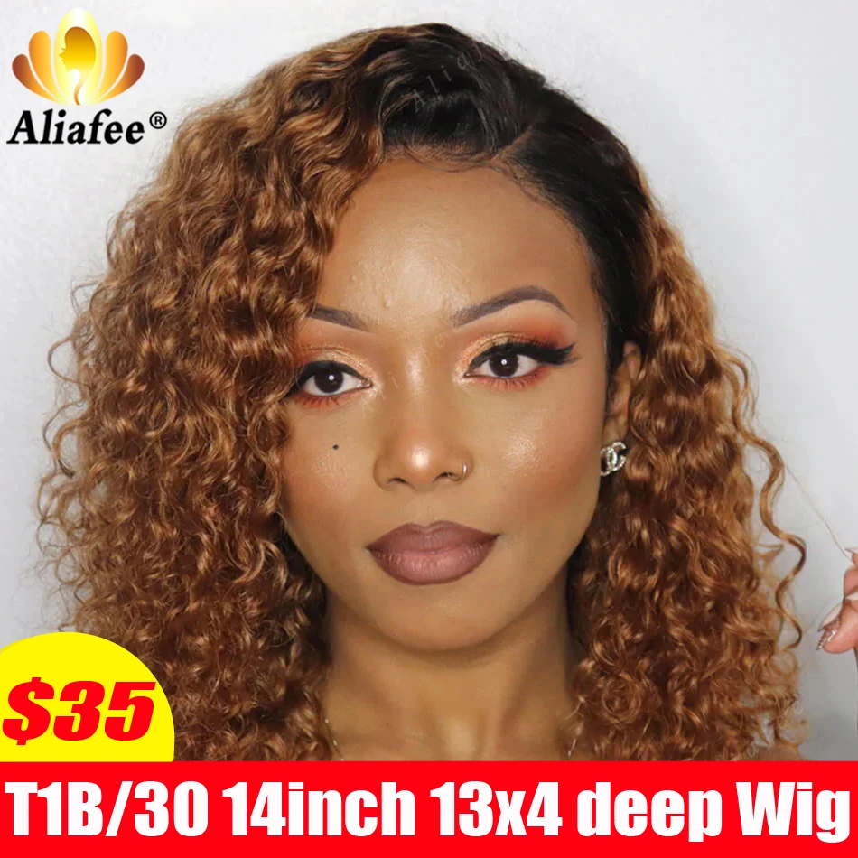 

T1B/30 Color 13x6 Lace Frontal Wigs Discounted Items Ombre Brown Curly Human Hair Lowest Price Lace Frontal Wig For Women