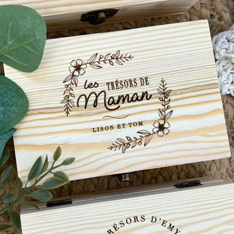 Personalized Storage Box, Wood Keepsake Box, Mom Gift, Customized Mother's Day Gift，Birthday Decoration，Memory Box，Wedding Decor