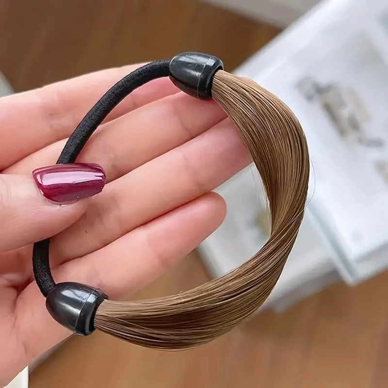 1/5pcs Wig Rubber Band Simulate Decor Hair Ropes Elastic Synthetic Hidden Head Ties Ponytail Holder Ring Accessories for Women