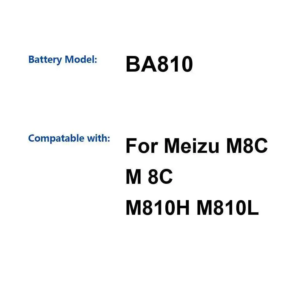 

Для Meizu M8C M810H M810L надежный источник питания экологически чистый аккумулятор мобильного телефона BA810 3070 мАч