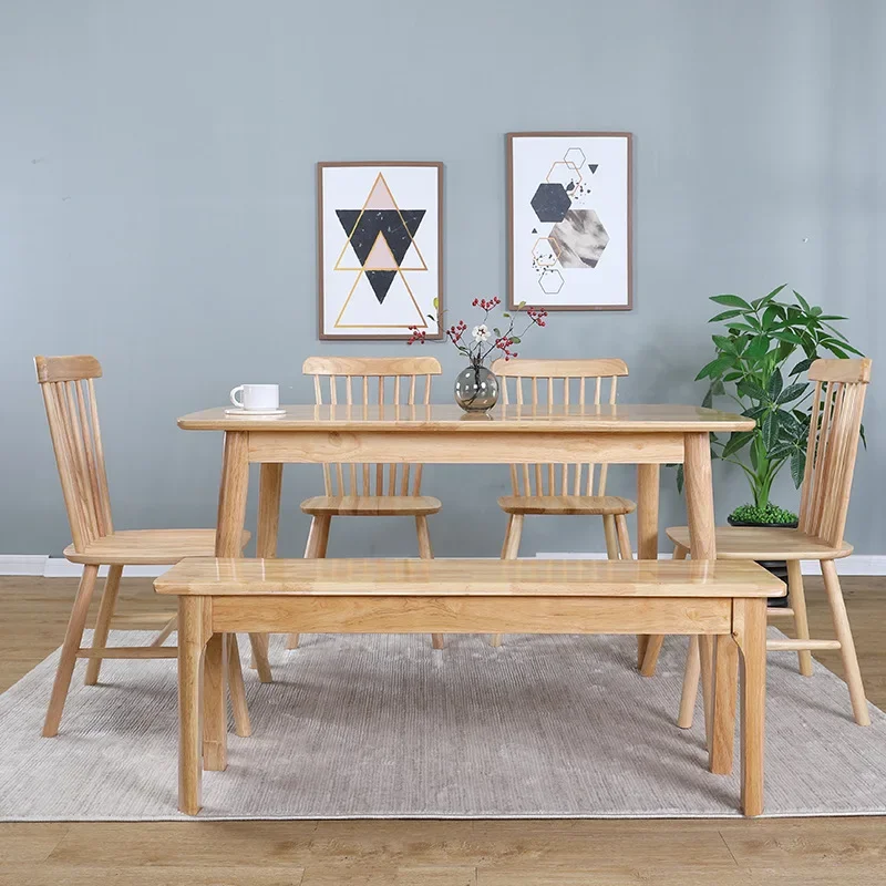 Wholesale Scandinavian Solid Wood Rectangular Small Family Furniture Dining Room Dining Table