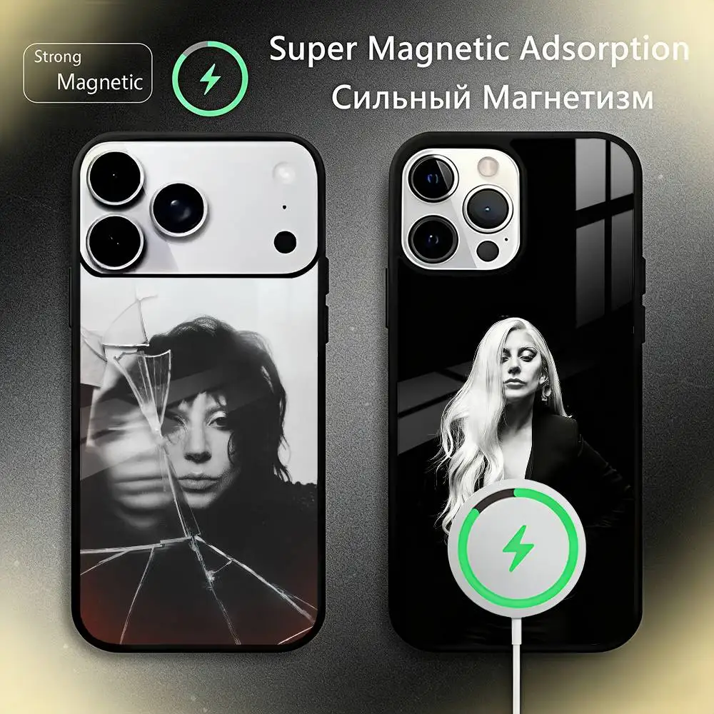 

Singer L-Lady G-Gaga Phone Case For IPhone17 16 15 14 13 12 11 Plus Pro Max Plus Wireless Charger Cover Funda