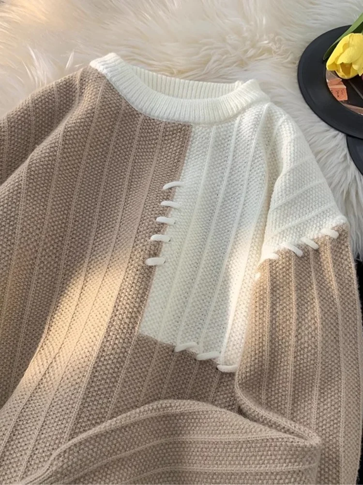 

Color Blo round Ne Knitwear Men's Autumn Winter Sle Overhead Design Casual Loose Fit Long Sve Comfortable Outerwear