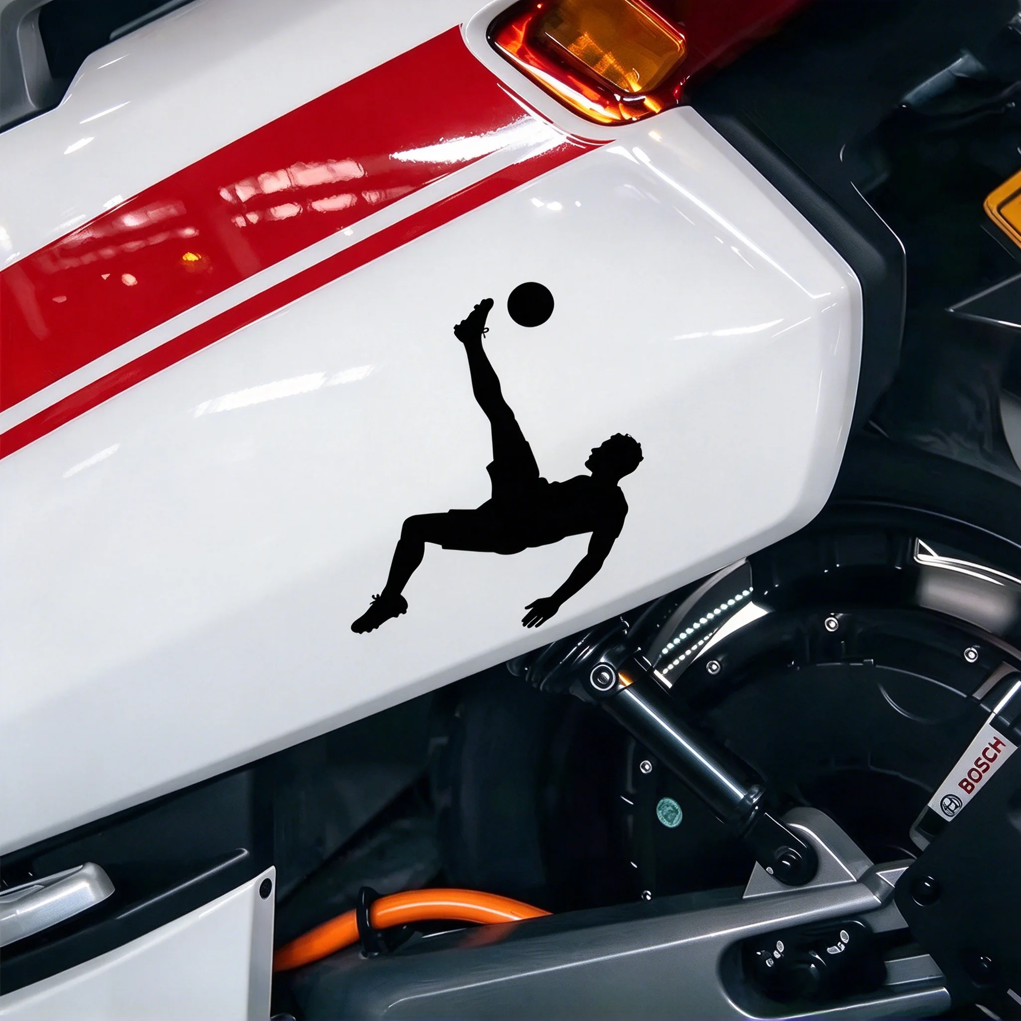 Soccer Bicycle Kick Player Car Sticker Football Sports Vinyl Decal Auto Window Bumper Decor Stickers