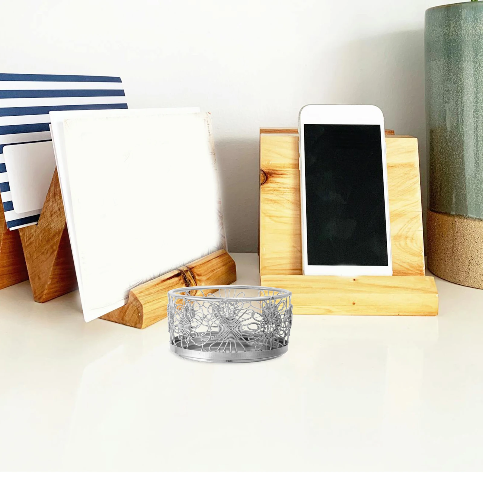 

Stainless Steel Mini Desk Organizer Round Metal Bucket Office Storage For Paper Clips Stationery Makeup Small Items